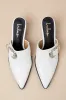 Isabetta White Pointed-Toe Buckle Mules sold by Lulus