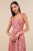 Loveliest Looks Dusty Rose Floral Jacquard Tie-Strap Midi Dress sold by Lulus