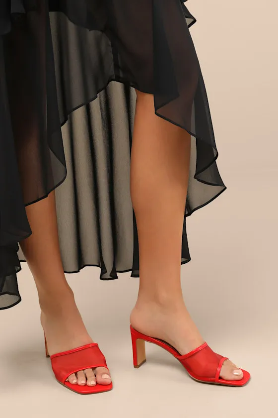 Roreto Red Mesh High Heel Slide Sandals sold by Lulus