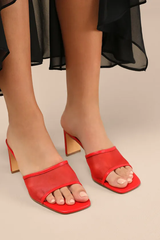 Roreto Red Mesh High Heel Slide Sandals sold by Lulus product image thumbnail 3