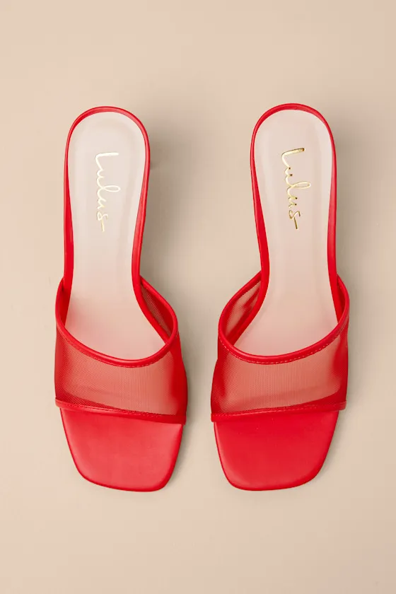 Roreto Red Mesh High Heel Slide Sandals sold by Lulus product image thumbnail 4
