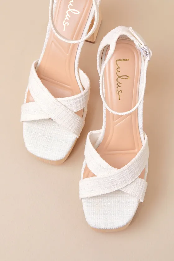 Capitolla White Tweed Platform Ankle Strap Sandals sold by Lulus product image thumbnail 4