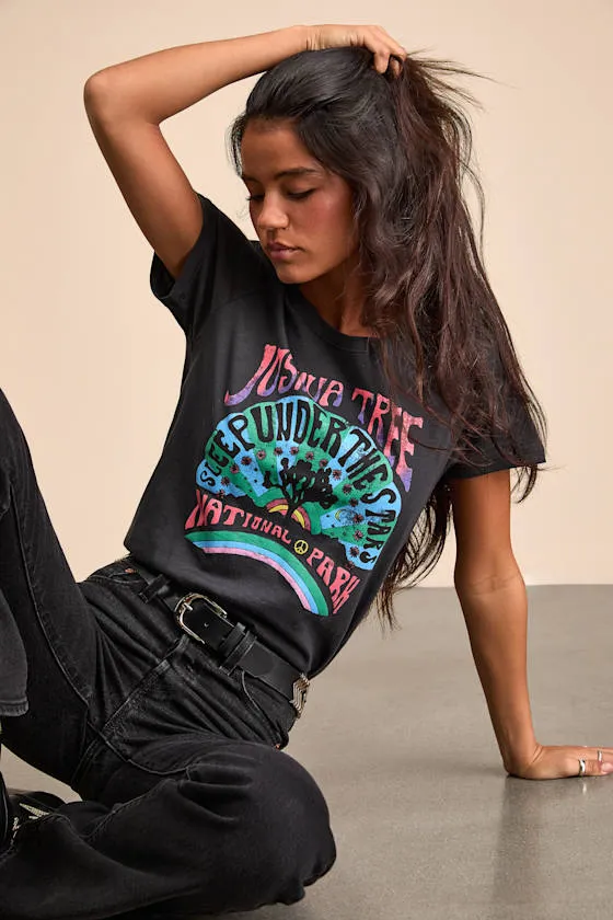 Joshua Tree Under the Stars Dark Grey Vintage Graphic Tee sold by Lulus