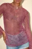 Kahele Shiny Pink Sheer Open-Knit Long Sleeve Tunic Top sold by Lulus