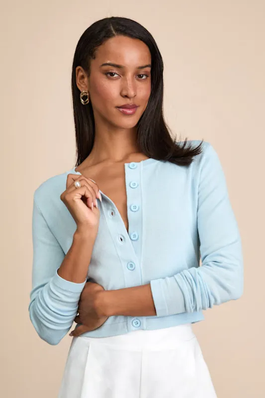 Pippy Light Blue Cropped Cardigan sold by Lulus