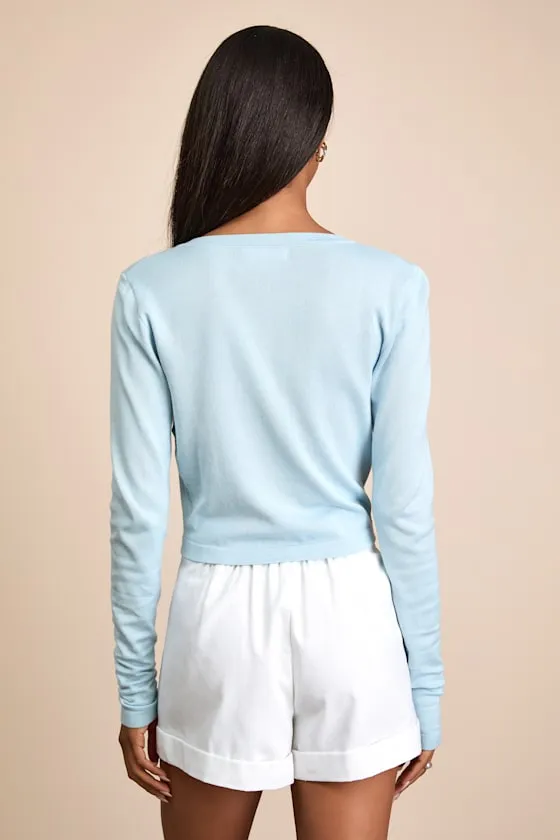 Pippy Light Blue Cropped Cardigan sold by Lulus product image thumbnail 2