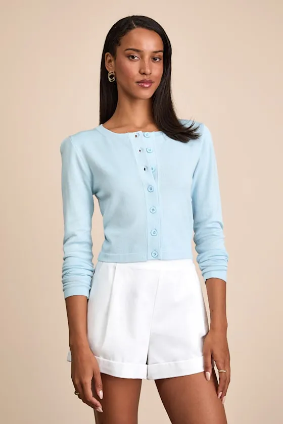 Pippy Light Blue Cropped Cardigan sold by Lulus product image thumbnail 4