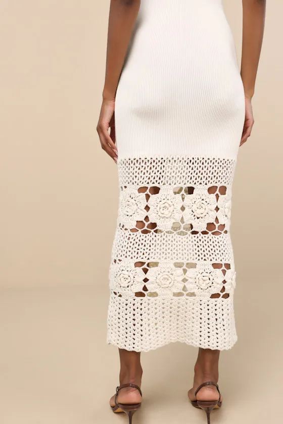 Breyla Ivory Ribbed Knit Sleeveless Sweater Midi Dress sold by Lulus product image thumbnail 2