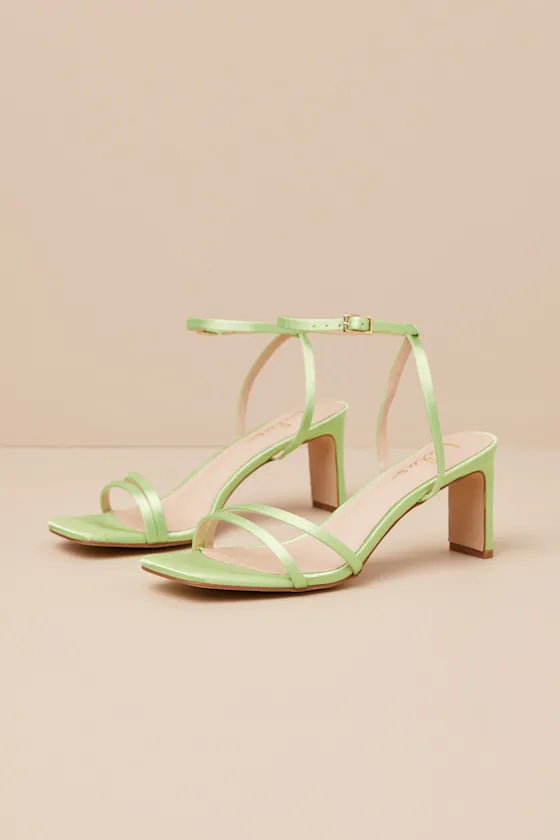Loxley Lime Green Satin Ankle Strap High Heel Sandals sold by Lulus product image thumbnail 2