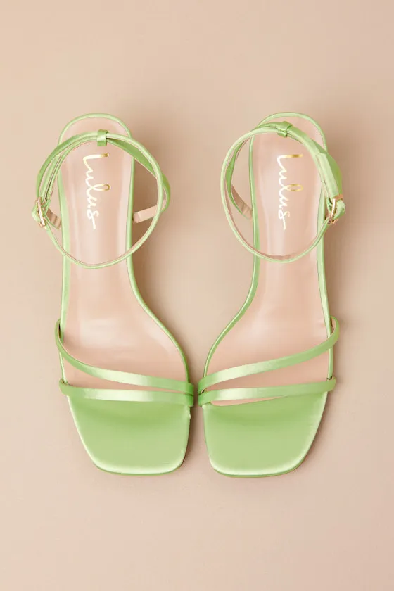 Loxley Lime Green Satin Ankle Strap High Heel Sandals sold by Lulus product image thumbnail 4