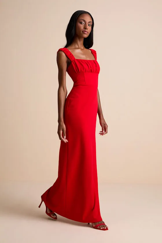 Tayla Red Sleeveless Ruched Column Maxi Dress sold by Lulus product image thumbnail 2