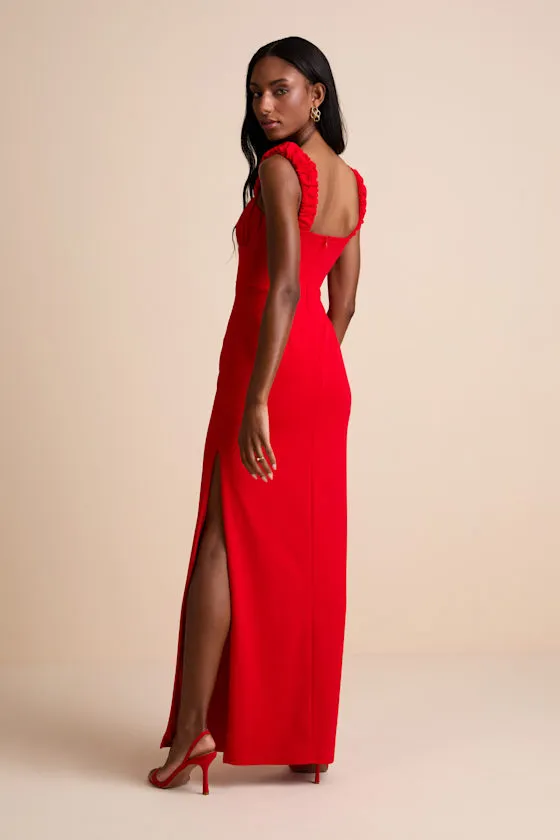 Tayla Red Sleeveless Ruched Column Maxi Dress sold by Lulus product image thumbnail 3