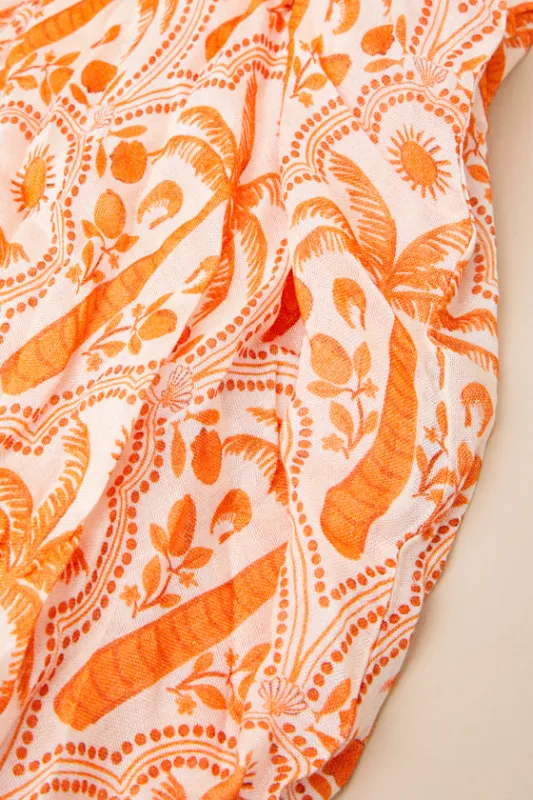 Cayman Orange Palm Tree Print Sarong Swim Cover-Up sold by Lulus