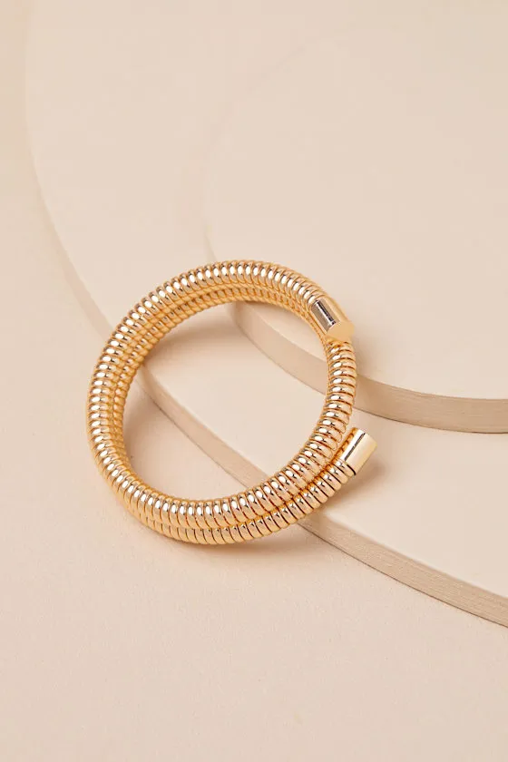 Brunlinda Gold Coil Cuff Bracelet sold by Lulus product image thumbnail 2