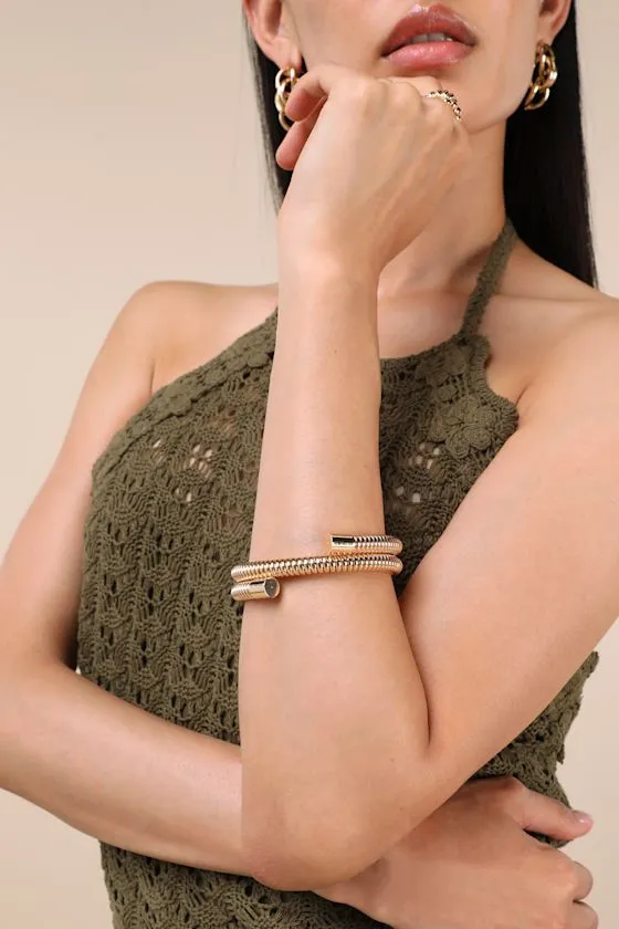 Brunlinda Gold Coil Cuff Bracelet sold by Lulus product image thumbnail 3