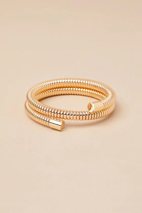 Brunlinda Gold Coil Cuff Bracelet sold by Lulus product image thumbnail 4