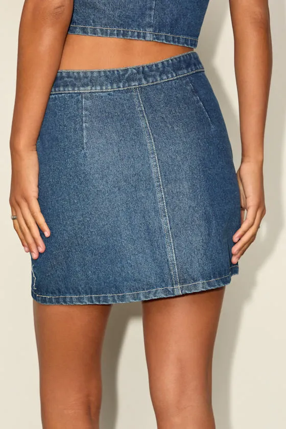 Dayton Medium Wash Denim Mini Skirt sold by Lulus product image thumbnail 3