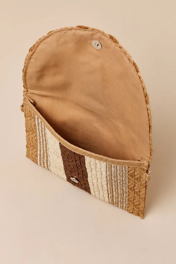 Ketta Brown Multi Raffia Woven Clutch sold by Lulus product image thumbnail 4