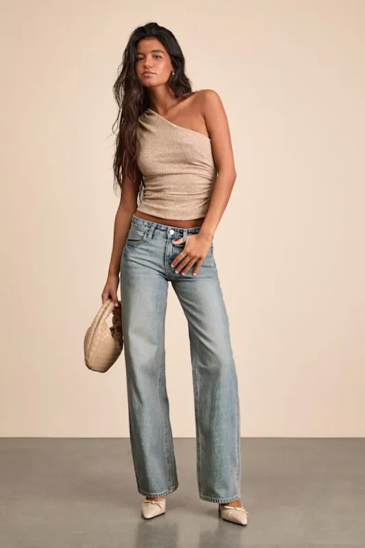 Sammy Light Wash Low-Rise Straight Leg Jeans sold by Lulus