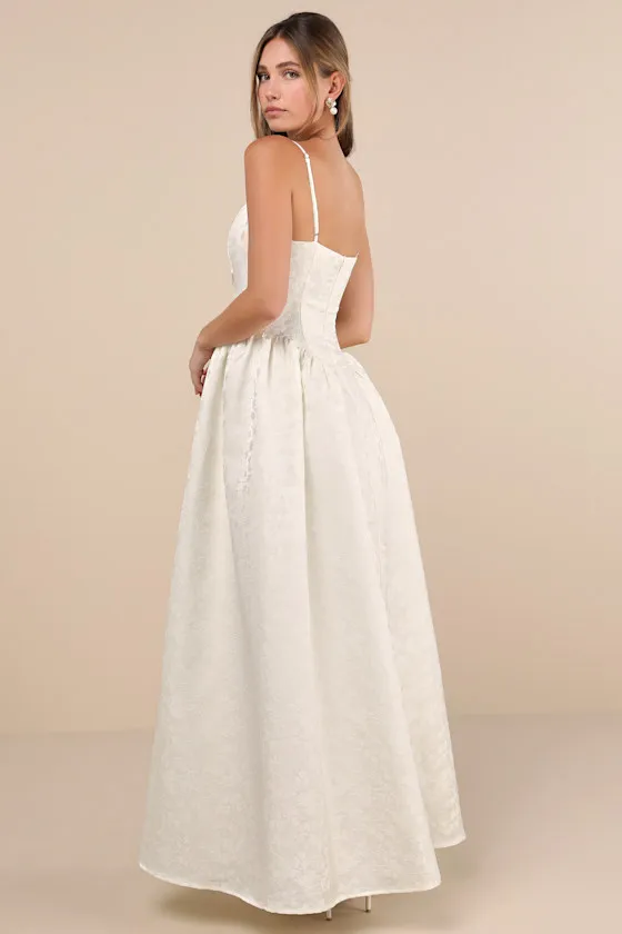 Gorgeous Extravagance Ivory Floral Jacquard Maxi Dress sold by Lulus product image thumbnail 3
