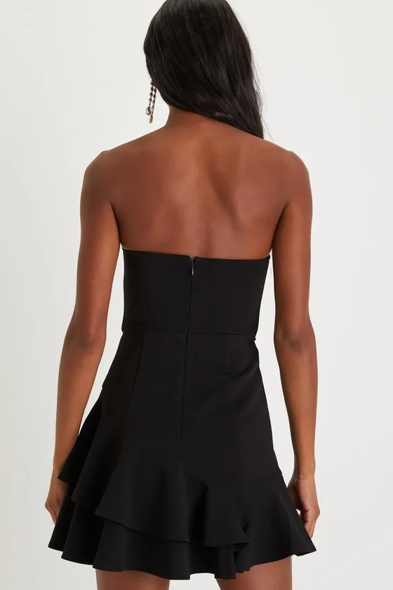 Sultry Intentions Black Strapless Ruffled Mini Dress sold by Lulus product image thumbnail 3