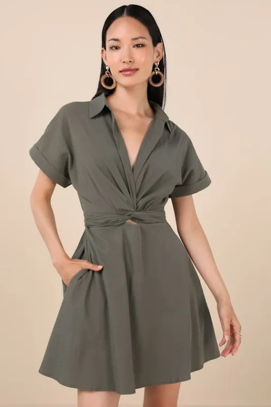 Breeze By Olive Tie-Back Mini Dress With Pockets sold by Lulus