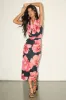 Leonia Black Floral Mesh Cowl Halter Midi Dress sold by Lulus
