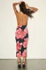 Leonia Black Floral Mesh Cowl Halter Midi Dress sold by Lulus