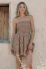 Carson Brown Geometric Print Smocked Mini Dress sold by Lulus
