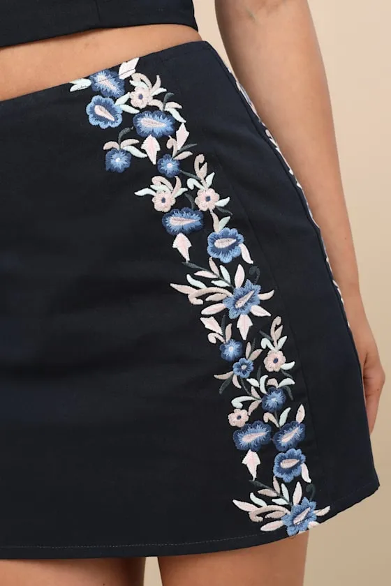 Rosabella Dark Navy Floral Embroidered Two-Piece Mini Dress sold by Lulus product image thumbnail 3
