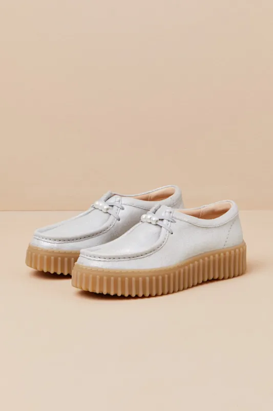Torhill Bee Silver Suede Leather Flatform Lace-Up Loafers sold by Lulus