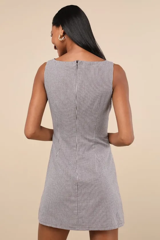 Connoly Dark Brown Gingham Keyhole Cutout Mini Dress sold by Lulus product image thumbnail 3