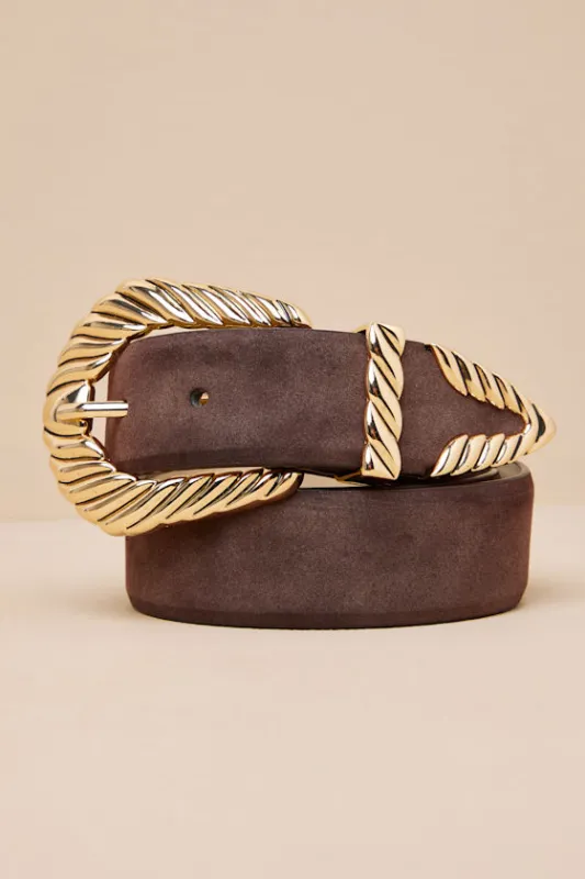 Modern Rodeo Dark Brown Suede Western Belt sold by Lulus