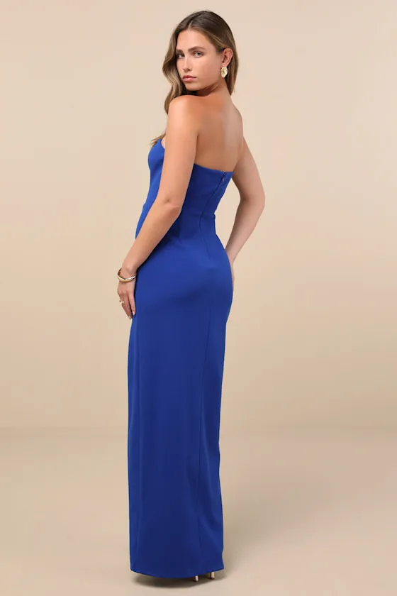 Iconic Excellence Blue Asymmetrical Strapless Maxi Dress sold by Lulus product image thumbnail 3
