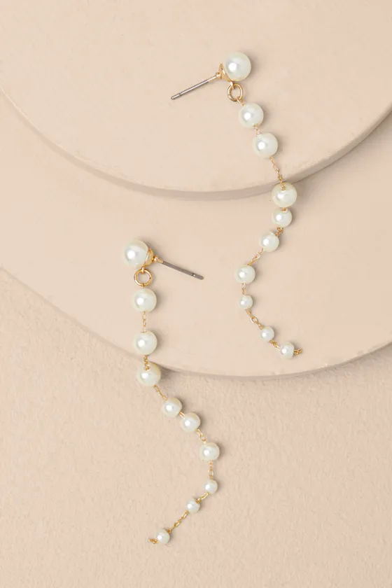 Novalee Gold Pearl Duster Earrings sold by Lulus