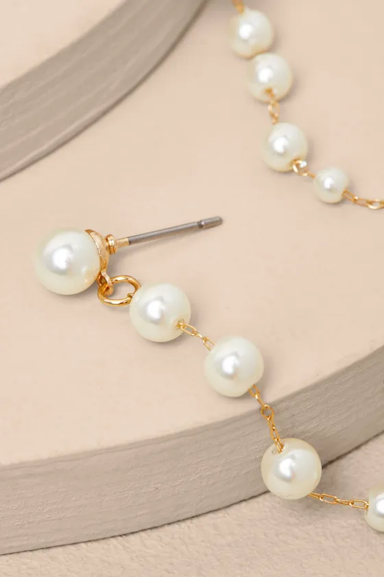 Novalee Gold Pearl Duster Earrings sold by Lulus product image thumbnail 2