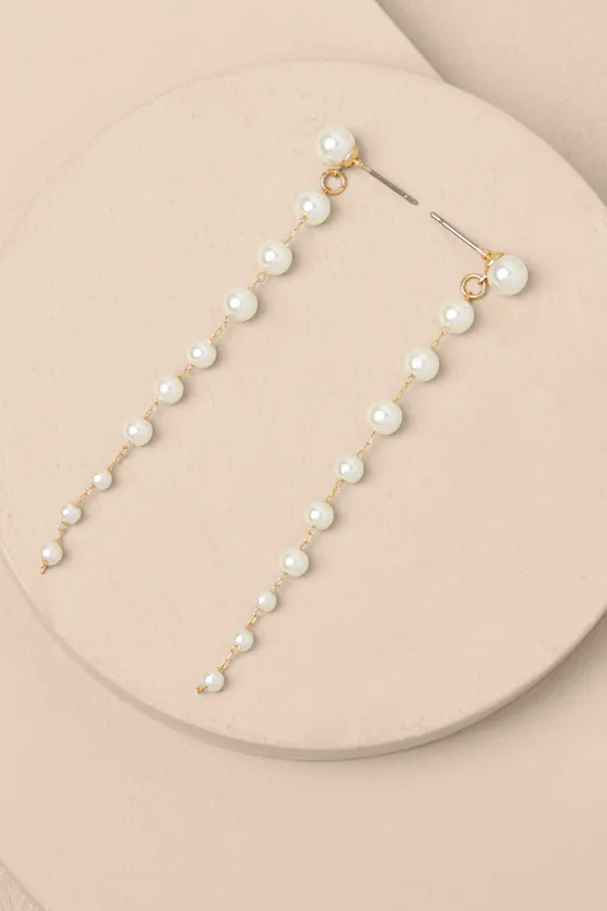 Novalee Gold Pearl Duster Earrings sold by Lulus product image thumbnail 3