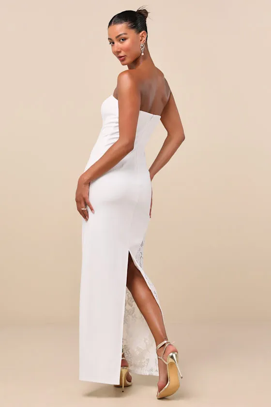 Irresistible Attitude White Strapless Lace Column Maxi Dress sold by Lulus product image thumbnail 2