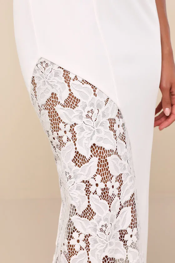 Irresistible Attitude White Strapless Lace Column Maxi Dress sold by Lulus product image thumbnail 4