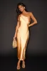 Naima Light Orange Satin One-Shoulder Midi Dress sold by Lulus