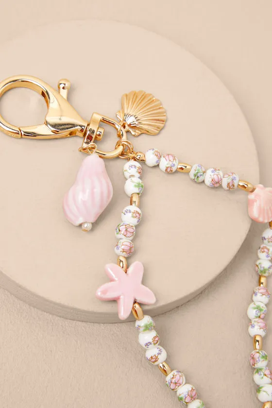 Zyraelle Pink Floral Beaded Seashell Bag Charm sold by Lulus product image thumbnail 2