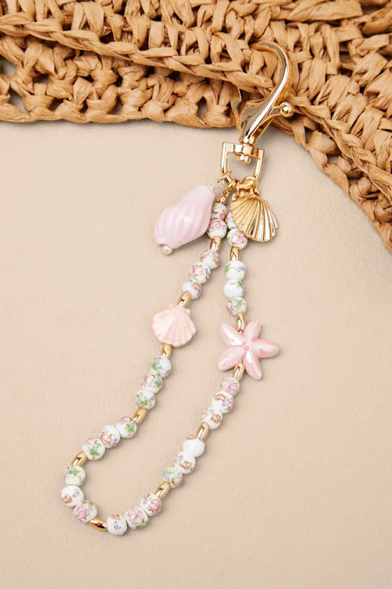 Zyraelle Pink Floral Beaded Seashell Bag Charm sold by Lulus product image thumbnail 3