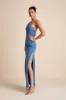 Maevyn Blue Cowl Back Column Maxi Dress sold by Lulus