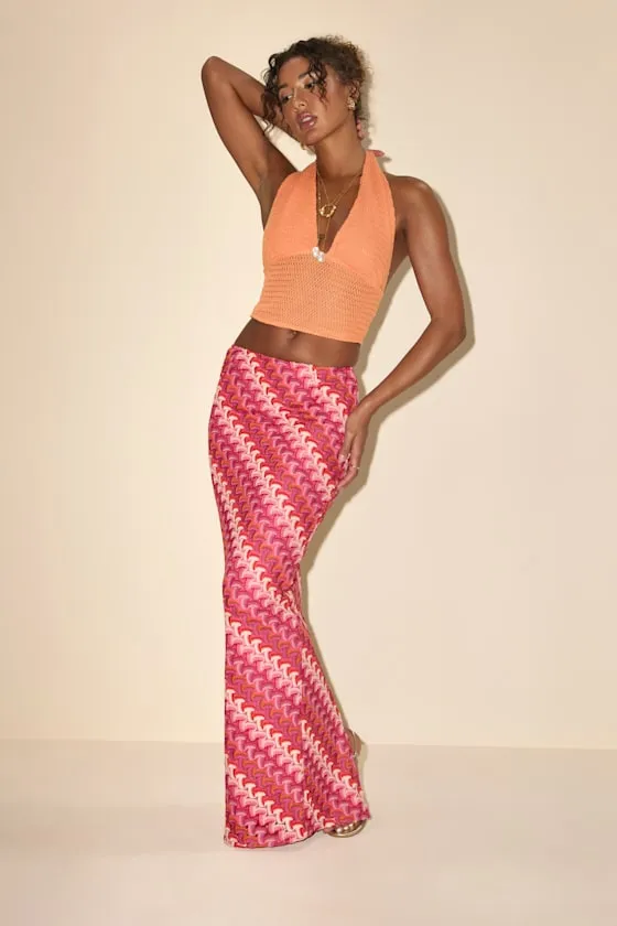 Crysanta Orange Crochet Knit Tie-Back Halter Top sold by Lulus product image thumbnail 4