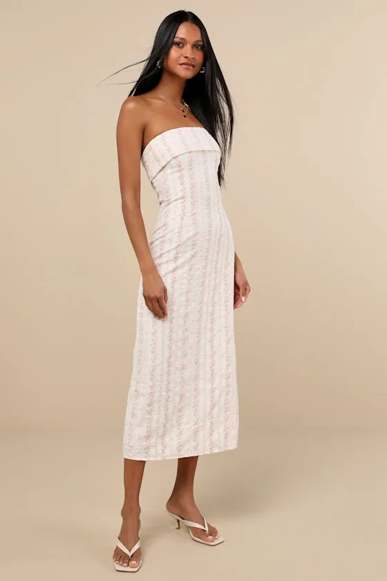 Cosetta Ivory Floral Strapless Midi Dress sold by Lulus product image thumbnail 3