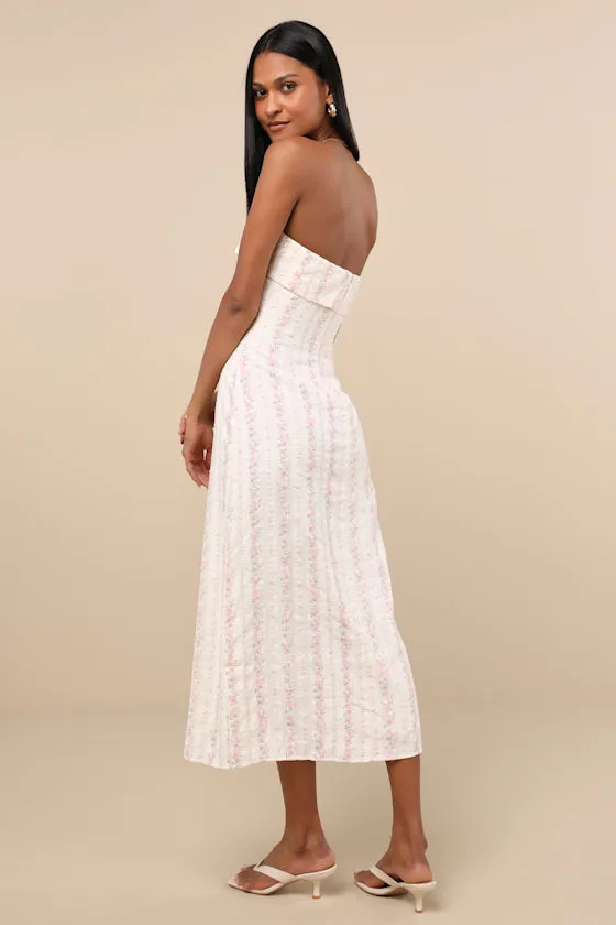Cosetta Ivory Floral Strapless Midi Dress sold by Lulus product image thumbnail 4