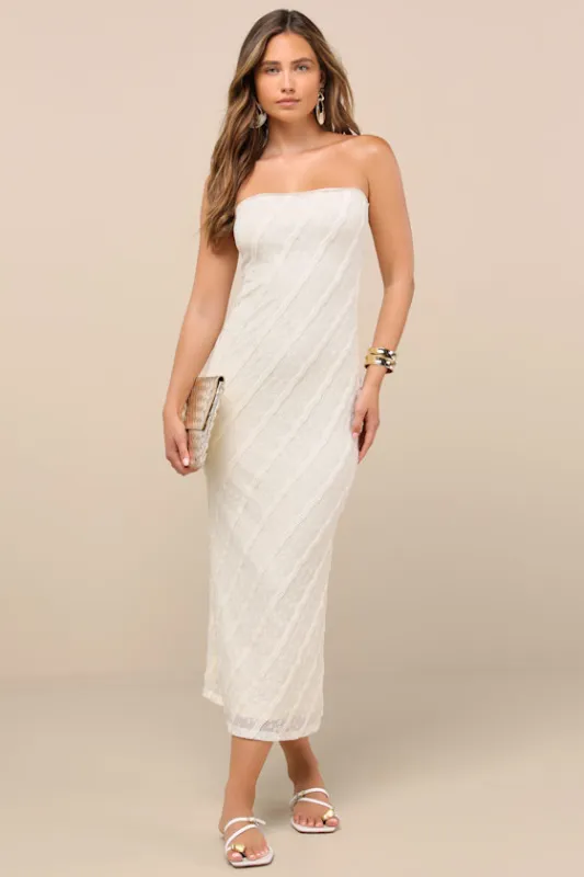 Matilde Ivory Textured Knit Bodycon Midi Dress sold by Lulus