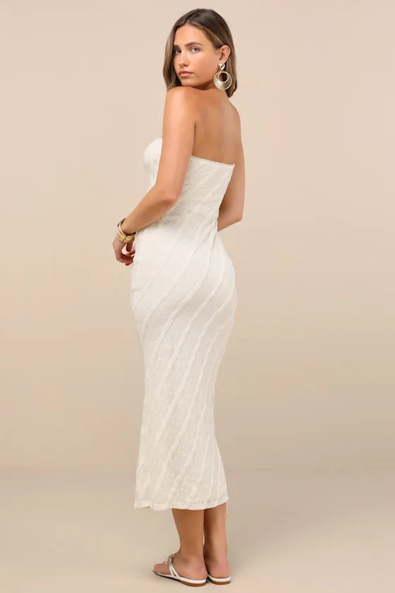Matilde Ivory Textured Knit Bodycon Midi Dress sold by Lulus product image thumbnail 3