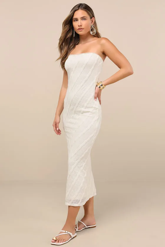 Matilde Ivory Textured Knit Bodycon Midi Dress sold by Lulus product image thumbnail 4
