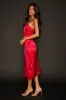 Desirable Dream Red Satin Jacquard Halter Neck Midi Dress sold by Lulus